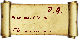 Peterman Géza névjegykártya