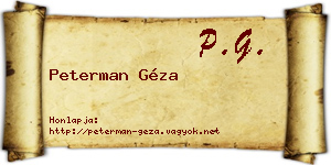 Peterman Géza névjegykártya